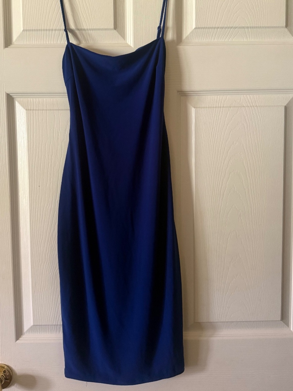 City Vibe royal blue cowl neck satin slip dres, size 1